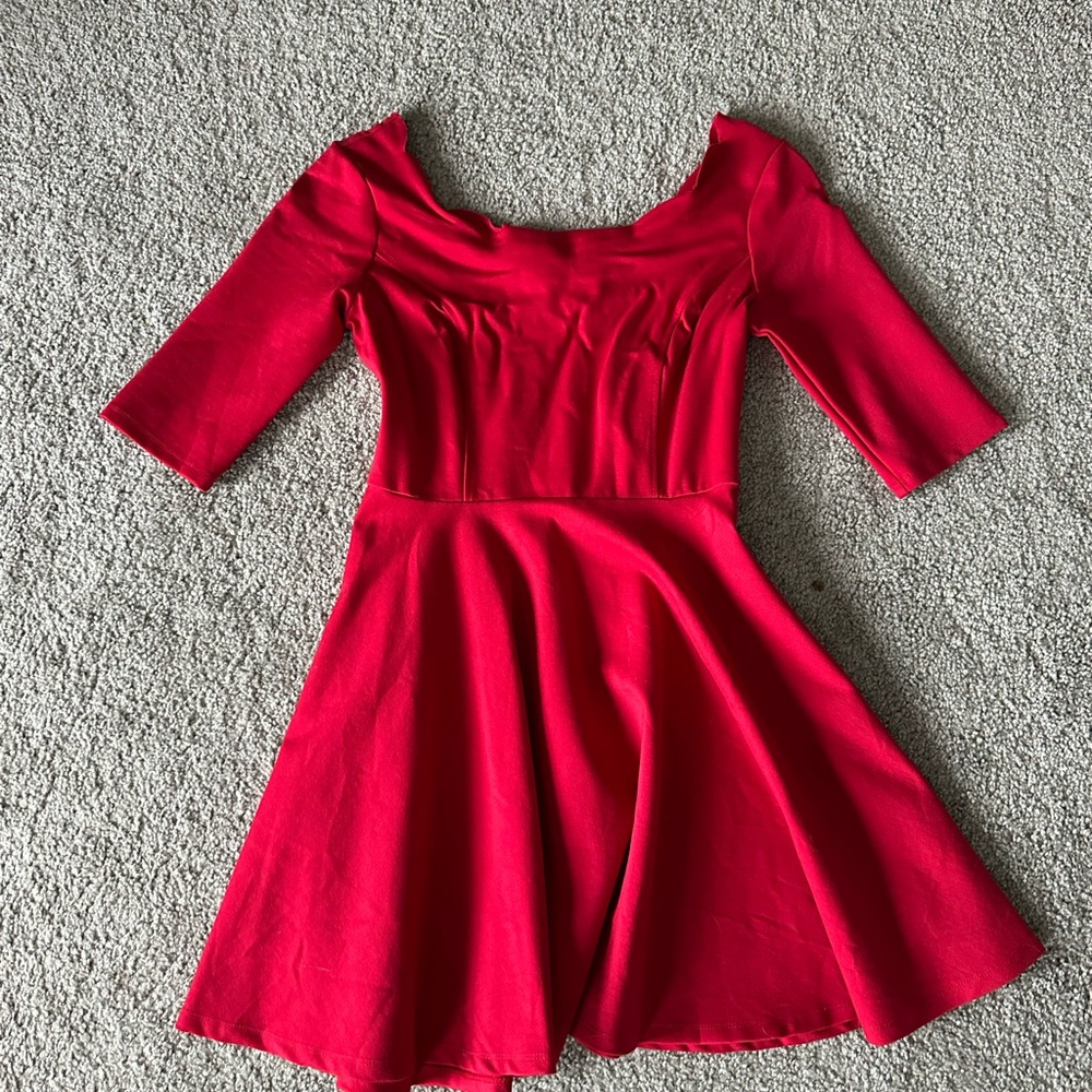 Lulu's Red Off-the-Shoulder Fit and Flare Dress